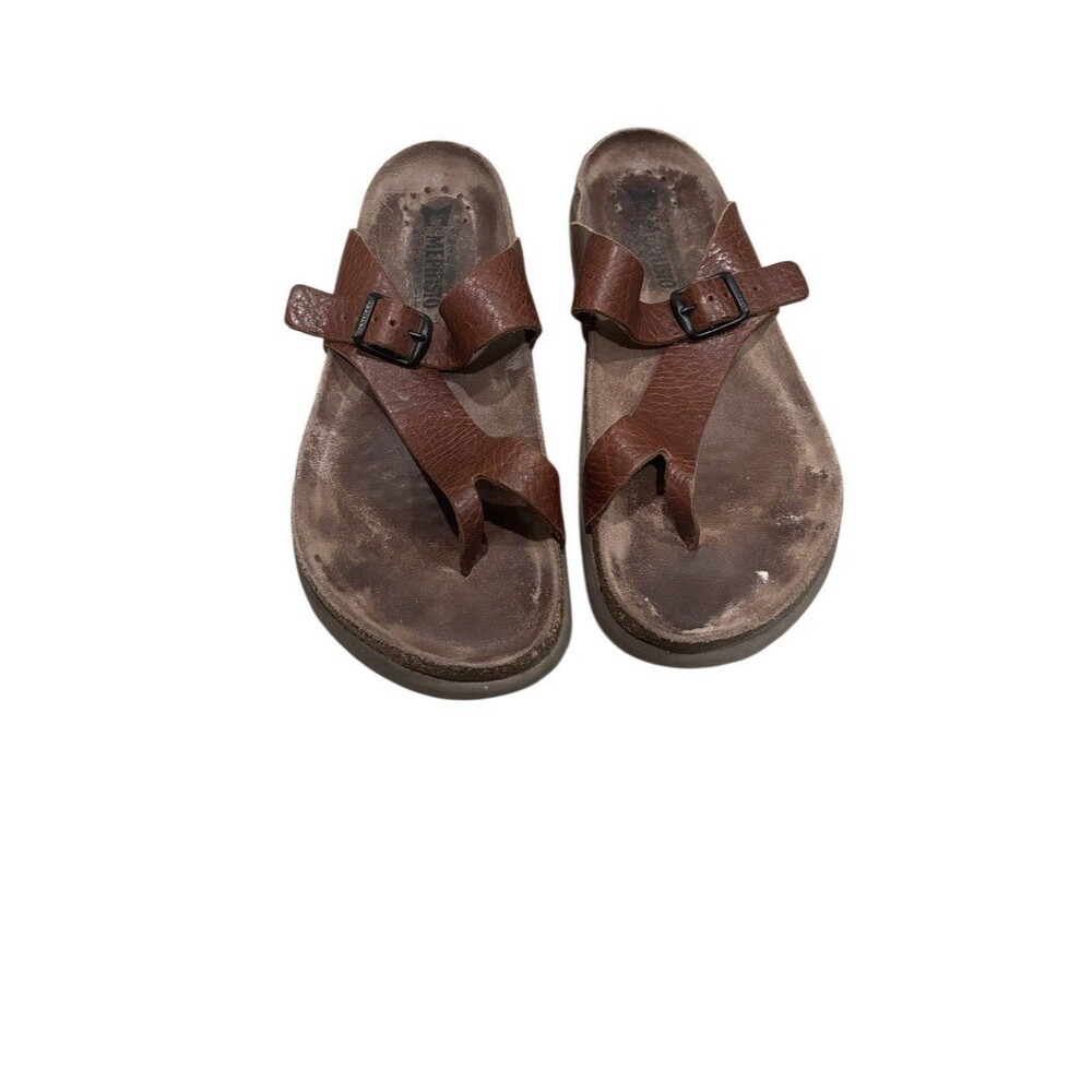 MEPHISTO Helen Leather Flip Flop Thong Sandals Brown Womens Size 10 US 40 EU
